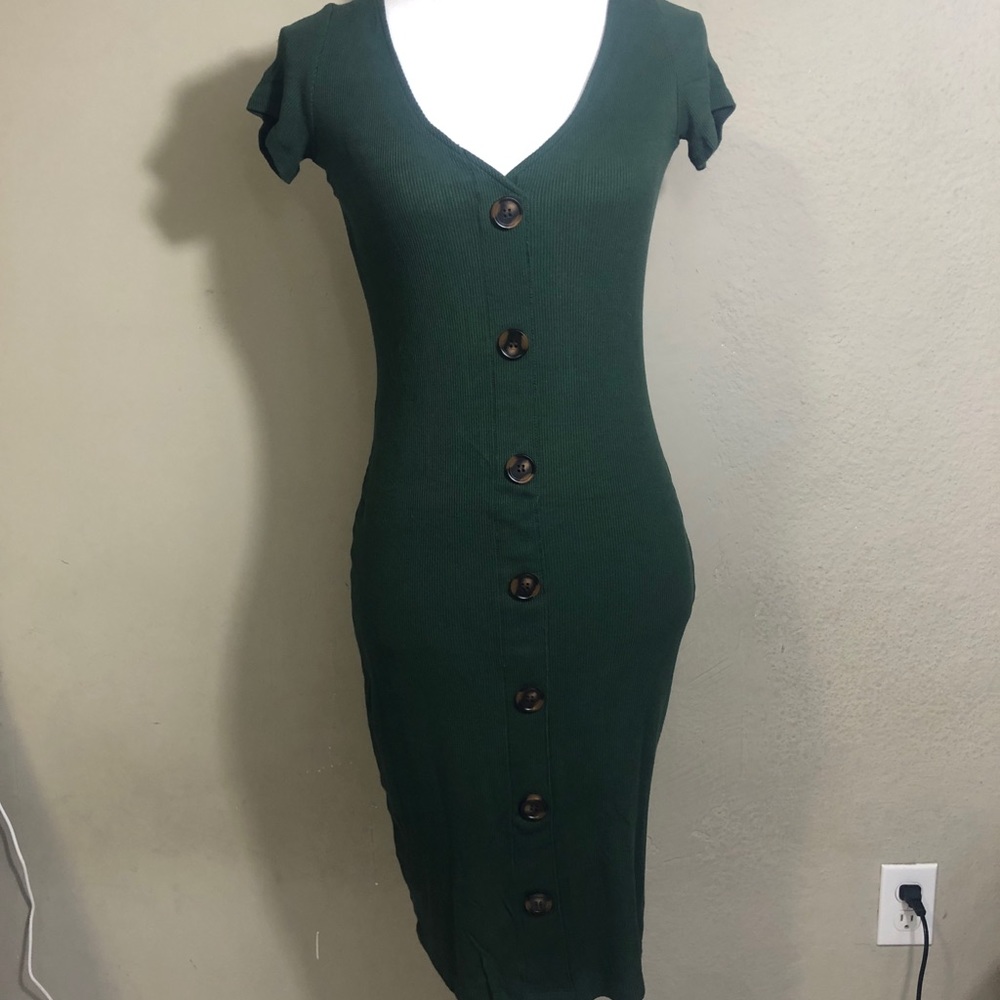Dark green midi dress